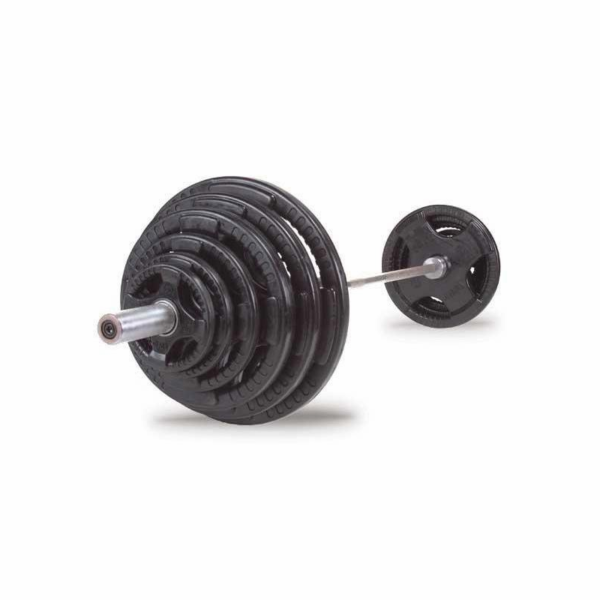 Body Solid 300lb Rubber Grip Olympic Set With Chrome Bar For Sale